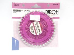 Berry Pins- Silver Pearl- Pack of 40