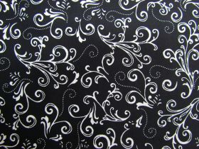 Night & Day Cotton- Jewelled Scroll- Black/White #890