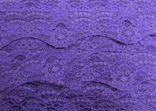 40mm Wave Edge Stretch Floral Lace Trim- Purple #278