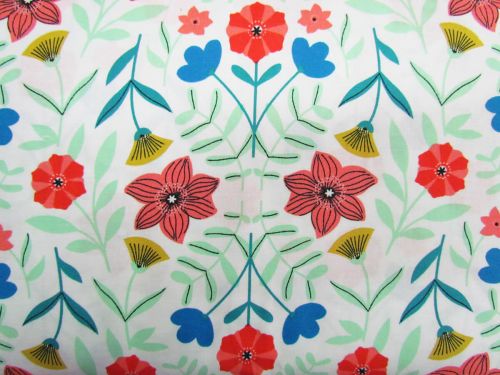 Flower Kaleidoscope Cotton- White #PW1089