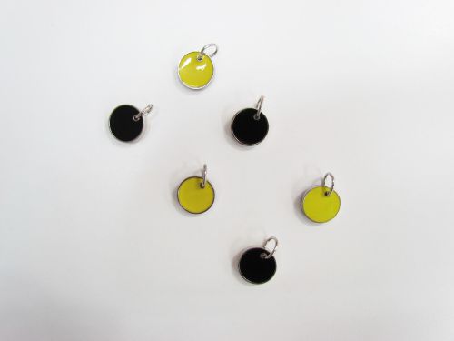 Double Sided Zip Pull Pendant- Black / Yellow RW322- Pack of 6