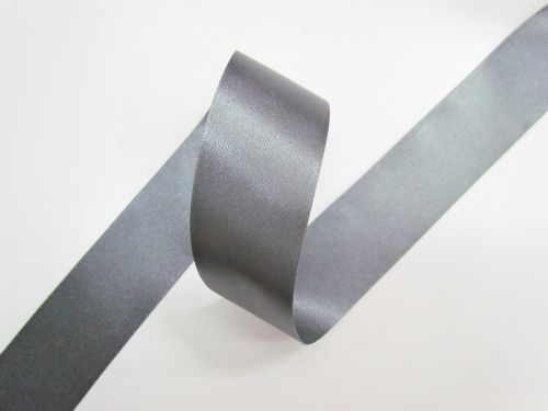 Double Sided Satin Ribbon- 35mm- 669 SMOKE GREY