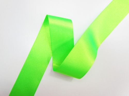 Double Sided Satin Ribbon- 35mm- 6847 FLUORO GREEN