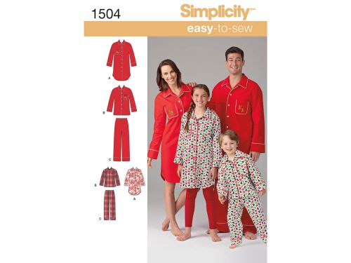 *Seconds* Simplicity Pattern S1504 Child's, Teens' and Adults' Loungewear- Size A (XS - L / XS - XL)