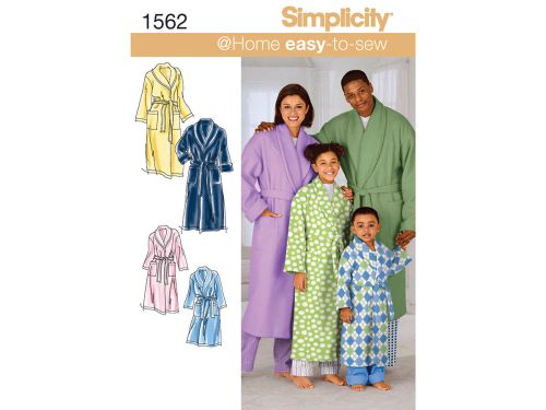 *Seconds* Simplicity Pattern S1562 Child's, Teens' and Adults' Robe and Belt- Size A (XS - L / XS - XL)