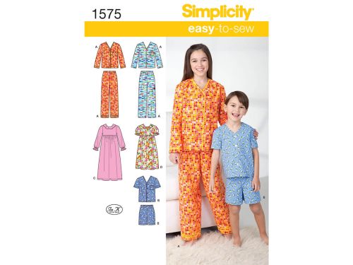 *Seconds* Simplicity Pattern S1575 Child's, Girl's and Boy's Loungewear- Size K5 (7-8-10-12-14)