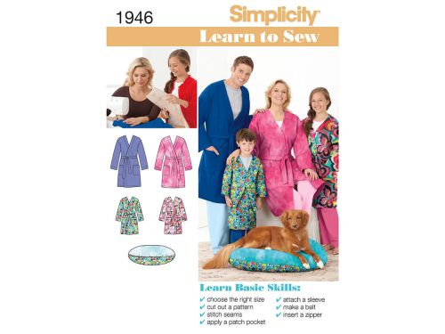 *Seconds* Simplicity Pattern S1946 Learn to Sew Child's Teen's & Adults' Robe- Size A (XS - L / XS - XL)