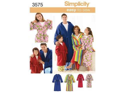 *Seconds* Simplicity Pattern S3575 Women's/Men/Child Sleepwear- Size A (XS-L / XS-XL)