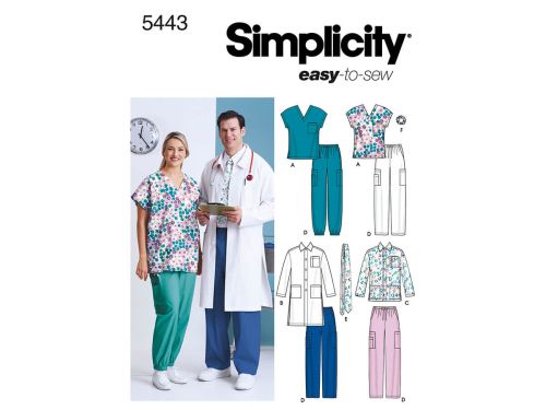 *Seconds* Simplicity Pattern S5443 Women's & Men's Plus Size Scrubs- Size BB (XL XXL XXXL)