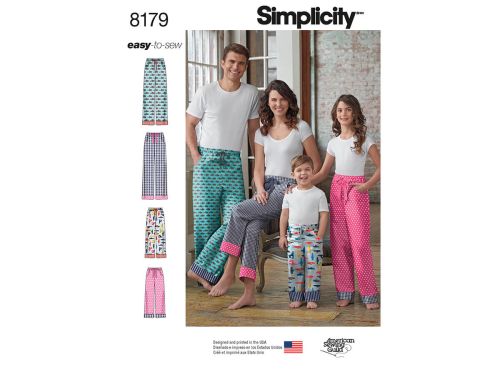 *Seconds* Simplicity Pattern S8179 Child, Teen and Adult Lounge Pant- Size A (XS - L / XS - XL)