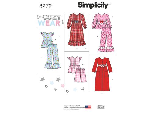 *Seconds* Simplicity Pattern S8272 Child's and Girl's Sleepwear and Robe- Size HH (3-4-5-6)