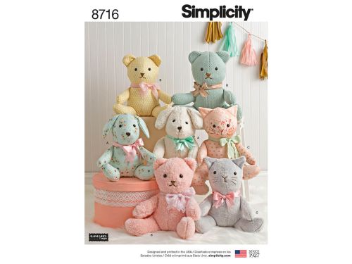 *Seconds* Simplicity Pattern S8716 Stuffed Animals- Size OS (ONE SIZE)