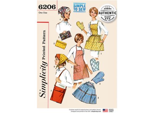 *Seconds* Simplicity Pattern S6206 Vintage Gift and Accessories- Size OS (ONE SIZE)