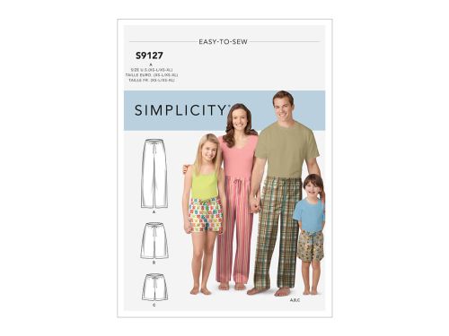 *Seconds* Simplicity Pattern S9127 Unisex Sleepwear- Size A (XS - L / XS - XL)