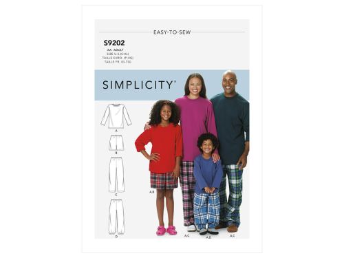 *Seconds* Simplicity Pattern S9202 Misses'/Men's/ Children's/Boys'/Girls' T-Shirt, Shorts and Pants- Size BB (S-M-L-XL)