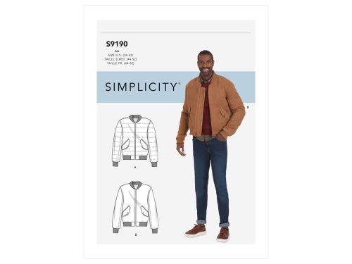 *Seconds* Simplicity Pattern S9190 MEN'S JACKET- Size AA (34-36-38-40-42)