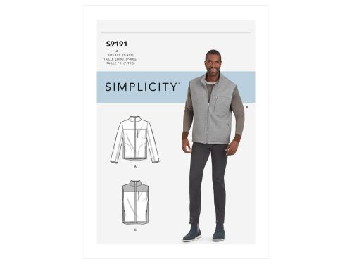 *Seconds* Simplicity Pattern S9191 MEN'S VESTS & JACKET- Size A (S-M-L-XL-XXL)