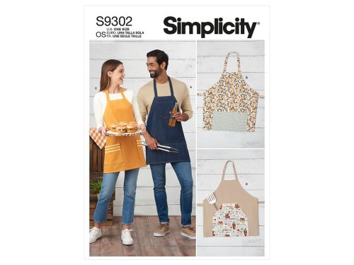 *Seconds* Simplicity Pattern S9302 UNISEX APRONS- Size OS (ONE SIZE)