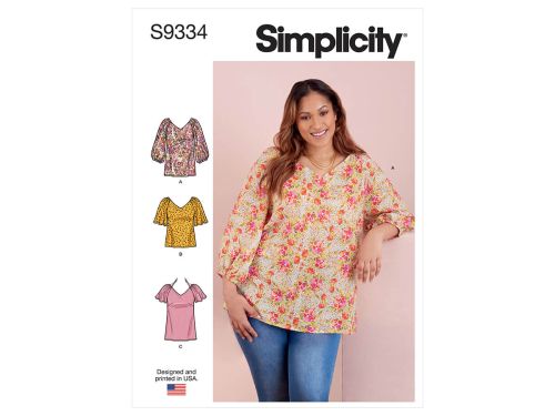 *Seconds* Simplicity Pattern S9334 MISSES' & WOMEN'S TOPS- Size BB (20W-22W-24W-26W-28W)