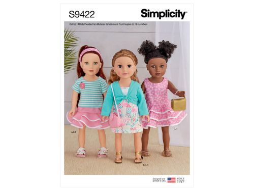 *Seconds* Simplicity Pattern S9422 18" DOLL CLOTHES- Size OS (ONE SIZE)