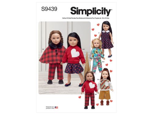 *Seconds* Simplicity Pattern S9439 18" DOLL CLOTHES- Size OS (ONE SIZE)