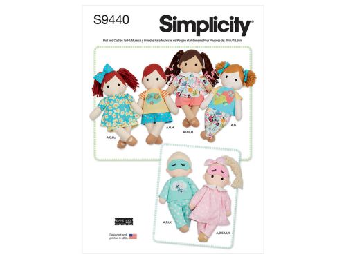 *Seconds* Simplicity Pattern S9440 PLUSH DOLLS WITH CLOTHES- Size OS (ONE SIZE)