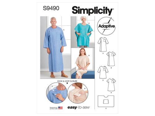 *Seconds* Simplicity Pattern S9490 UNISEX RECOVERY GOWN- Size AA (XS-S-M)