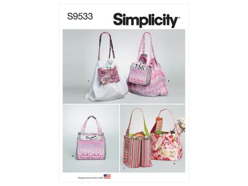 *Seconds* Simplicity Pattern S9533 Grocery Tote Bags- Size OS (One Size Only)