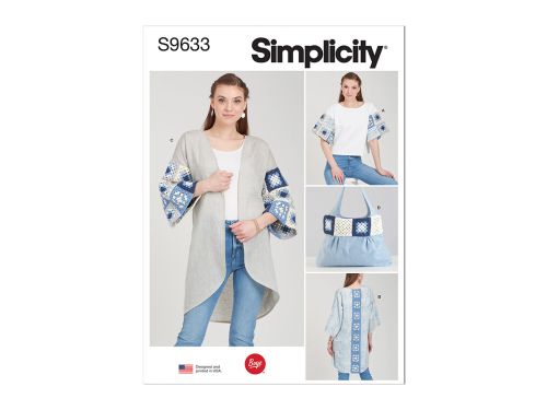 *Seconds* Simplicity Pattern S9633 Misses' Crochet and Sew Top, Jacket and Bag- Size A (XS-S-M-L-XL)