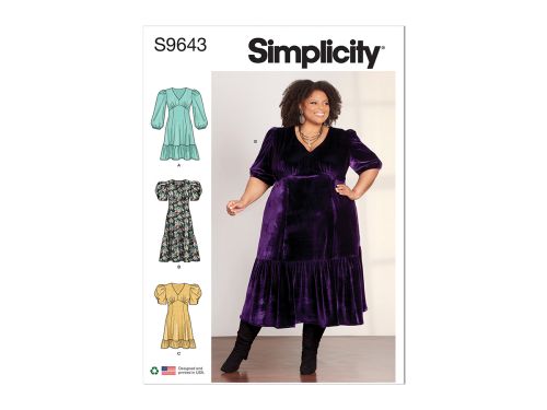 *Seconds* Simplicity Pattern S9643 Women's Dress- Size W2 (20W-22W-24W-26W-28W)