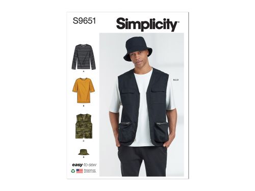 *Seconds* Simplicity Pattern S9651 Men's Knit Top, Vest and Hat- Size BB (44-46-48-50-52)