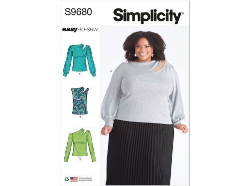 *Seconds* Simplicity Pattern S9680 WOMEN'S KNIT TOP WITH SLEEVE VARIATIONS- Size W2 (20W-22W-24W-26W-28W)