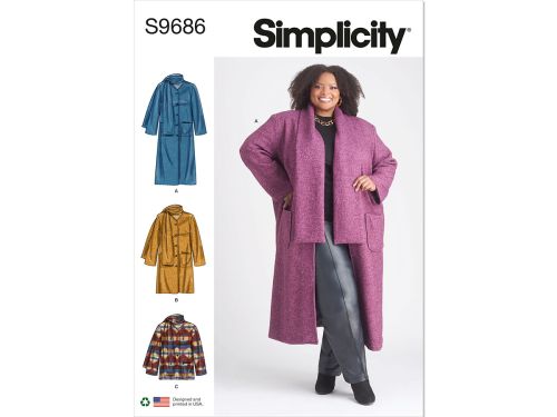 *Seconds* Simplicity Pattern S9686 WOMENS' COAT AND JACKET- Size W3 (30W-32W-34W-36W-38W)