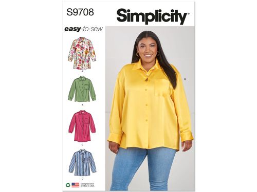 *Seconds* Simplicity Pattern S9708 Women's Shirts- Size W3 (30W-32W-34W-36W-38W)
