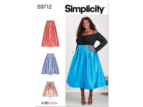 *Seconds* Simplicity Pattern S9712 Women's Skirts- Size W3 (30W-32W-34W-36W-38W)