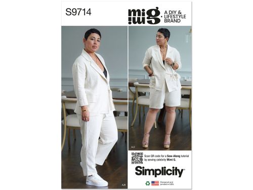 *Seconds* Simplicity Pattern S9714 Misses' Jacket, Trousers and Shorts by Mimi G Style- Size K5 (8-10-12-14-16)