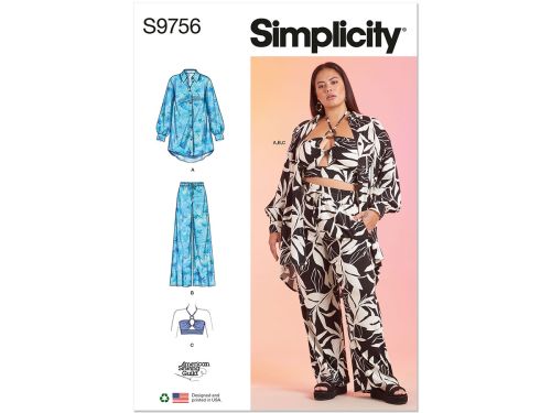 *Seconds* Simplicity Pattern S9756 Misses' and Women's Shirt, Pants and Halter Top for American Sewing Guild- Size BB (20W-22W-24W-26W-28W)