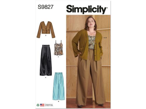 *Seconds* Simplicity Pattern S9827 Plus Size Sportswear- Size W3 (30W-32W-34W-36W-38W)