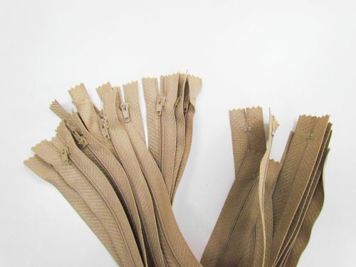 Nylon Dress Zip 10 Pack- 30cm Brown