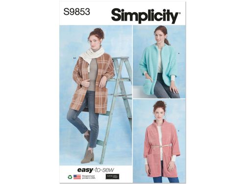 *Seconds* Simplicity Pattern S9853 MISSES' COATS AND SCARF- Size A (XS-S-M-L-XL)