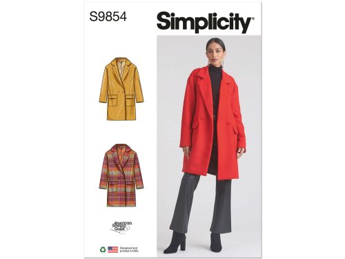 *Seconds* Simplicity Pattern S9854 MISSES' LINED COAT- Size K5 (8-10-12-14-16)