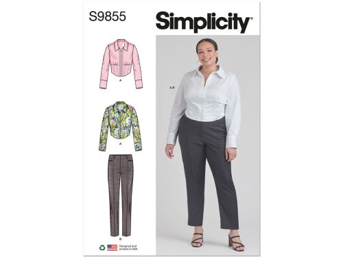 *Seconds* Simplicity Pattern S9855 MISSES' AND WOMEN'S TOP AND PANTS- Size M1 (10-12-14-16-18)