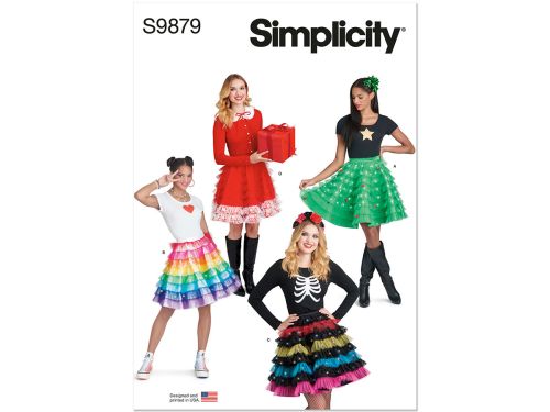 *Seconds* Simplicity Pattern S9879 HOLIDAY SKIRTS, COLLAR AND APPLIQUES- Size H5 (6-8-10-12-14)