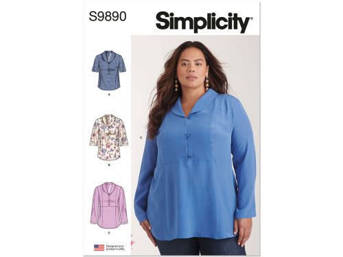 *Seconds* Simplicity Pattern S9890 WOMEN'S TOPS- Size W3 (30W-32W-34W-36W-38W)