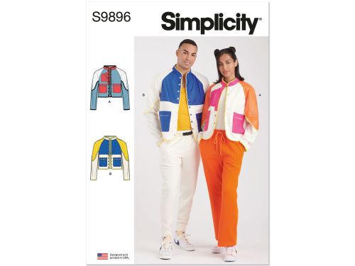 *Seconds* Simplicity Pattern S9896 UNISEX JACKET IN TWO LENGTHS- Size A (XS-S-M-L-XL-XXL)
