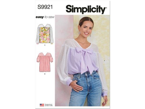 *Seconds* Simplicity Pattern S9921 MISSES' TOP WITH SLEEVE VARIATIONS- Size Y5 (18-20-22-24-26)