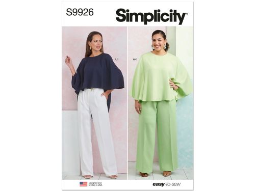 *Seconds* Simplicity Pattern S9926 MISSES' AND WOMEN'S TOPS AND PANTS- Size AA (10-12-14-16-18)