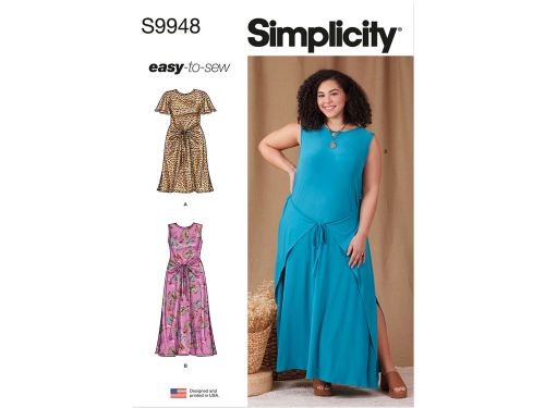 *Seconds* Simplicity Pattern S9948 WOMEN'S KNIT DRESS WITH SLEEVE AND LENGTH VARIATIONS- Size W3 (30W-32W-34W-36W-38W)