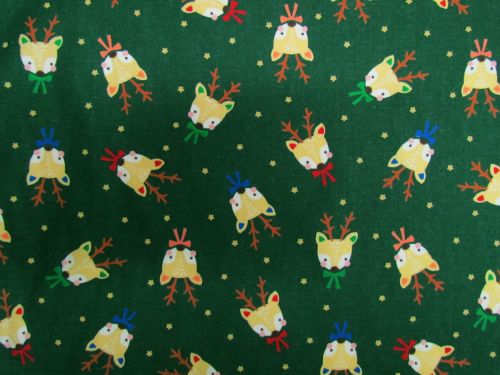 Festive Reindeer Cotton- Green #PW1482
