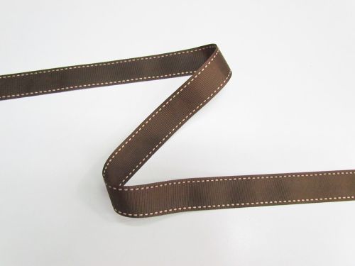 22mm Stitch Grosgrain Ribbon- Brown / Latte #T737